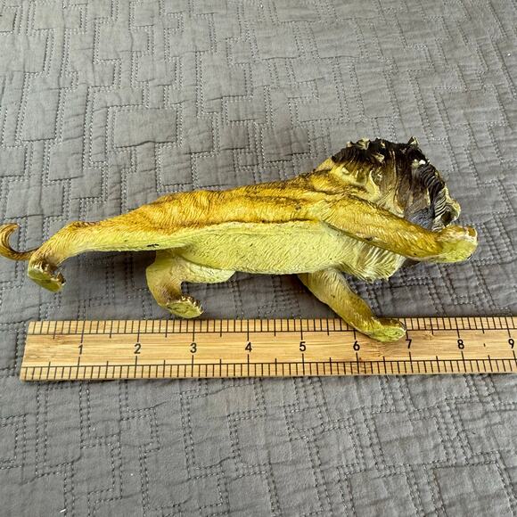 Vintage Toy Animal Lion Figure 90s 80s Plastic Rubber PVC Yellow Roaring - Picture 9 of 9